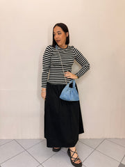 ANI FLOWY BLACK/WHITE MIDI DRESS