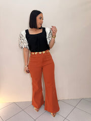 RUST WIDE LEG JEANS