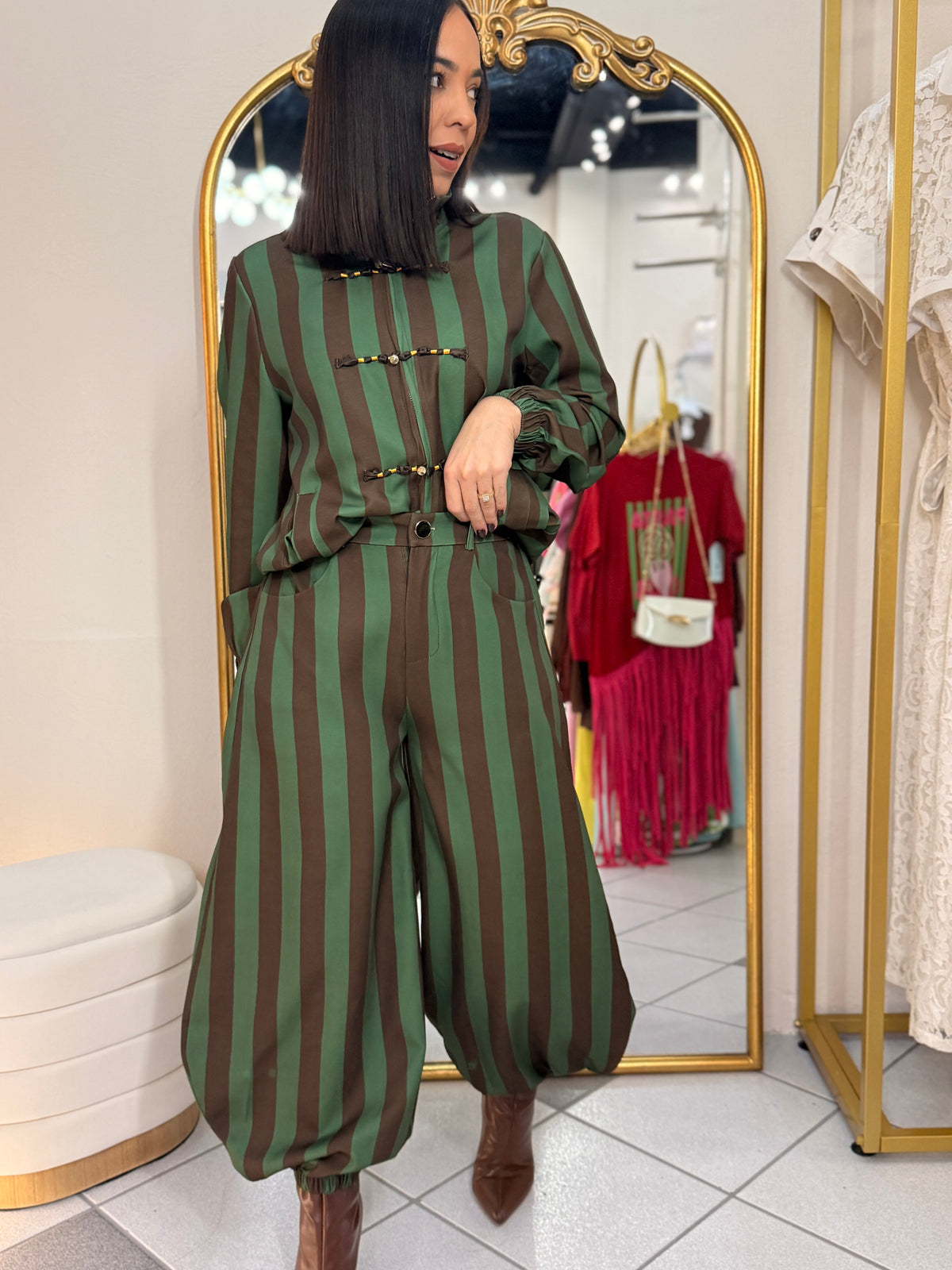 IVONE" OLIVE/BROWN  SET