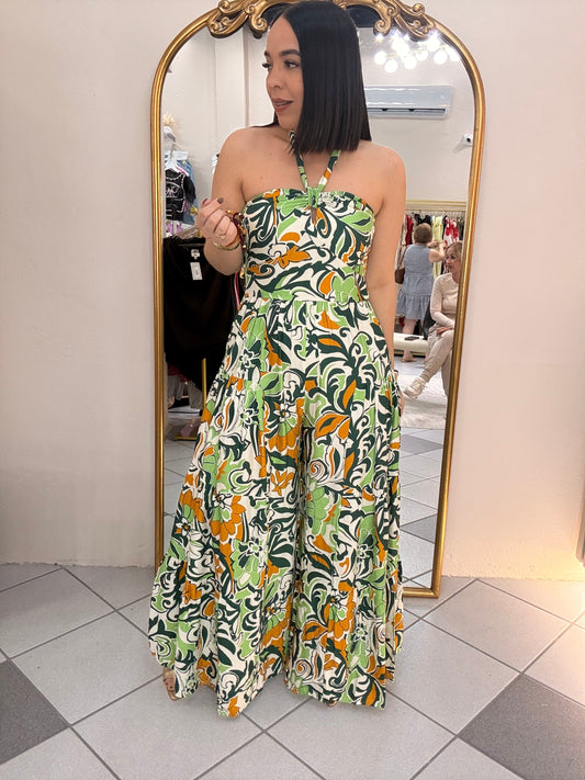 JULIETH JUMPSUIT GREEN/ORANGE