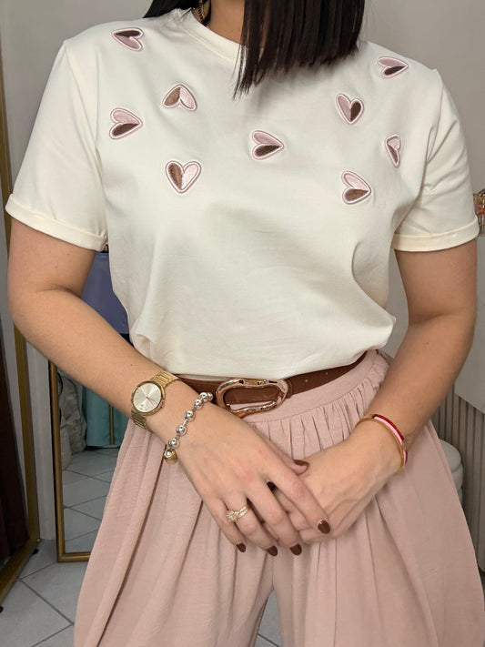CORAZON BEIGE/PINK  TSHIRT