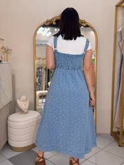 KATERINE” DENIM FLORAL DRESS