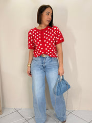 RED/WHITE POLKA DOT TOP