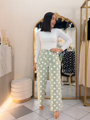 WALESKA" SAGE POLKA DOT PANT