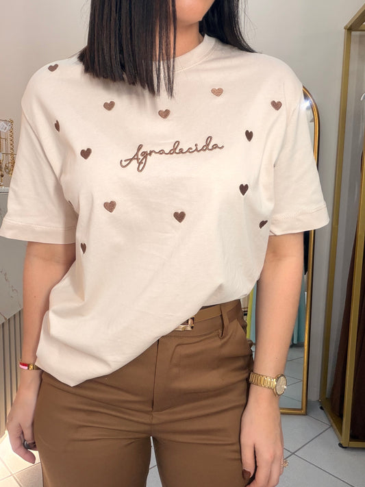 AGRADECIDA  OVERSIZE TSHIRT BEIGE