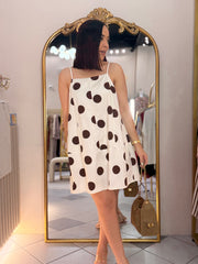 POLKA DOT BREIGE/BROWN MINI DRESS
