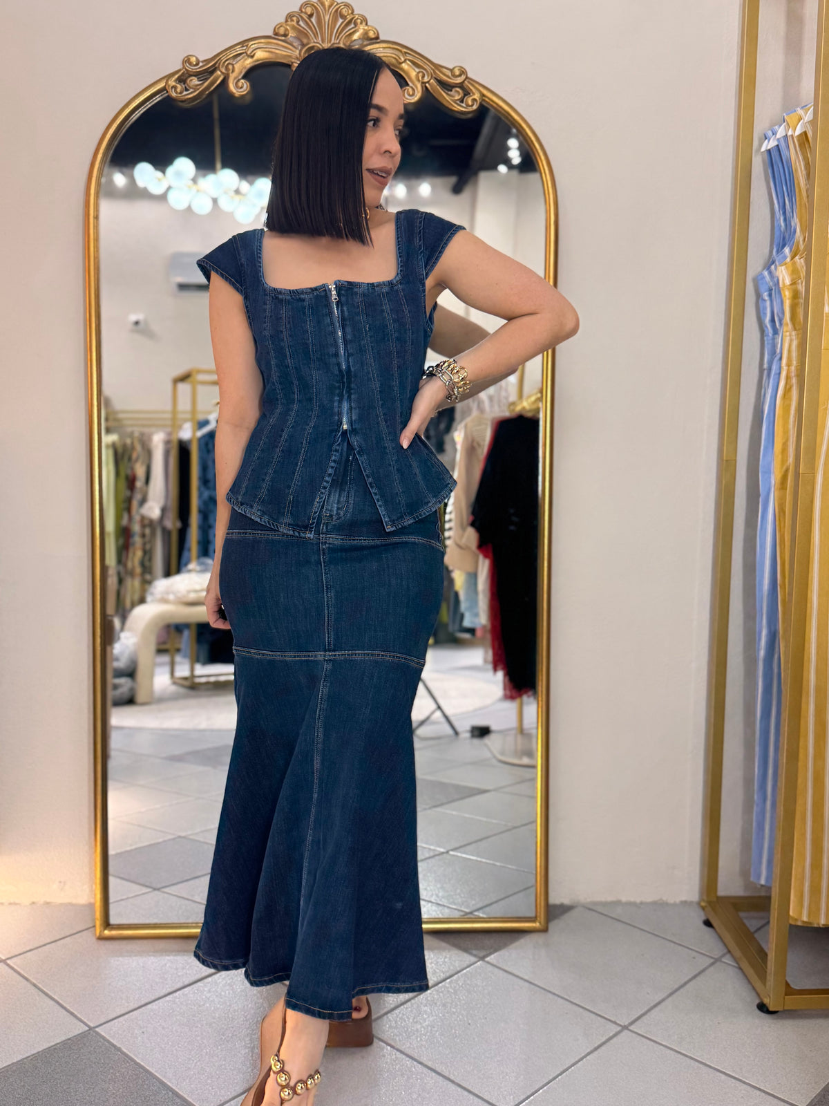 KAREN SET DENIM FALDA Y TOP