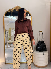 LAZO BEIGE/BROWN  POLKA DOT JEANS