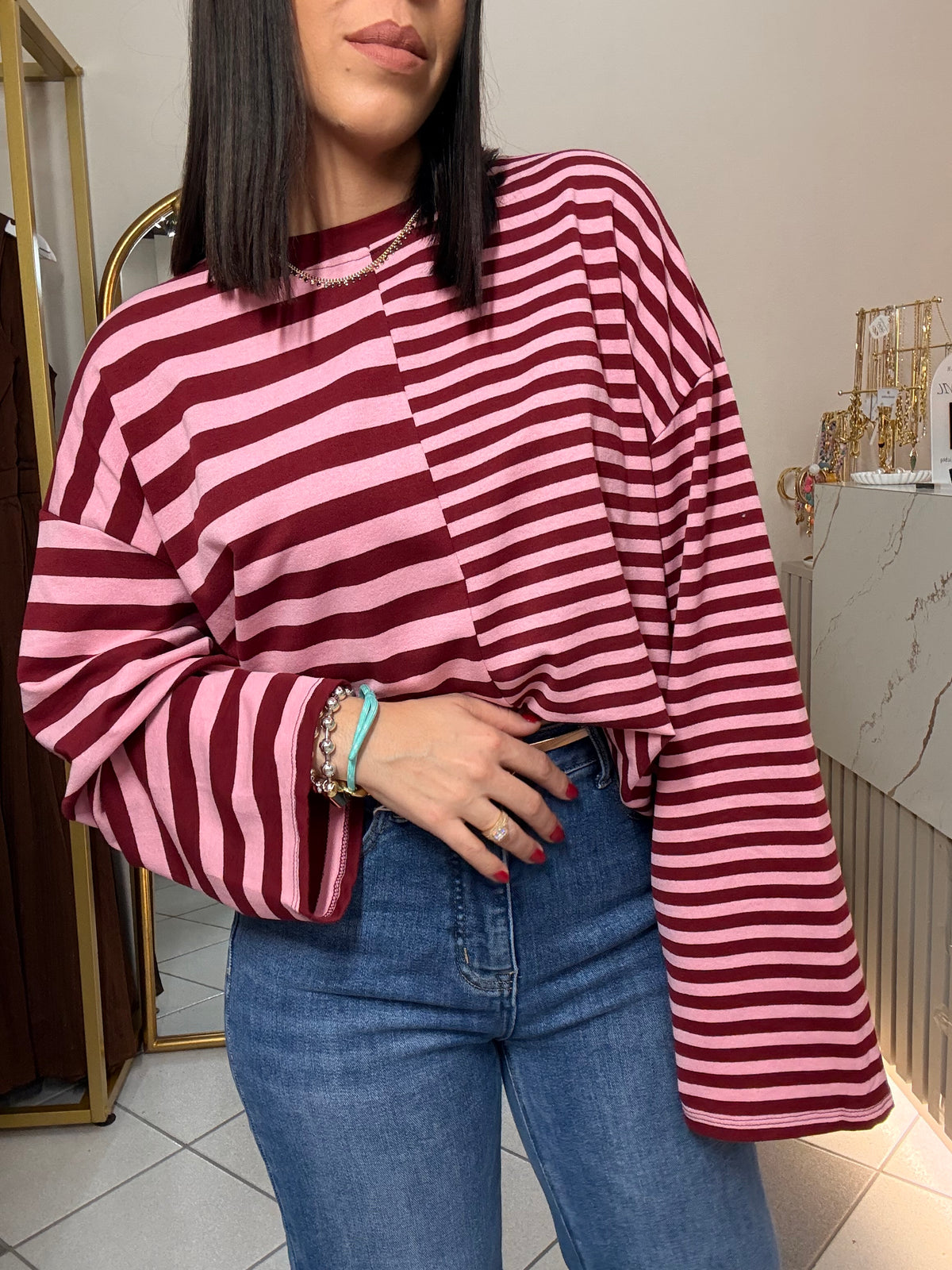 BLUSA LINEA"  ONE SIZE BURGUNDY/PINK