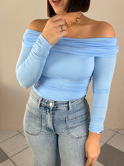 BLUSA MANGA LARGA AZUL