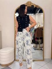 FLORAL BARREL WHITE/NAVY