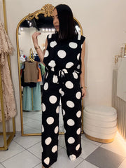 LIANA” BLACK POLKA DOT SET DOS PIEZA