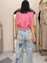 LORENA” DENIM FLOR  PANTALÓN