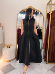 LEYLA” BLACK MIDI DRESS