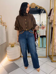 CLARA" DARK DENIM DETALLE LEATHER