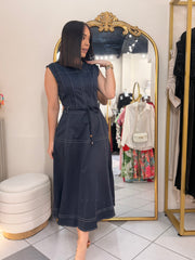 GABI” NAVY MIDI DRESS
