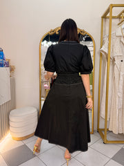 SACHA" BLACK MIDI DRESS