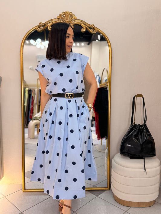 AZUL SET DOS PIEZA POLKA DOT