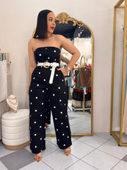 THAI,S  BLACK POLKA DOT JUMPSUIT