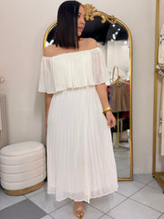 DRESS PLISADO BEIGE