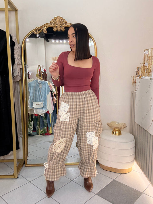 GINGHAM PANT BEIGE