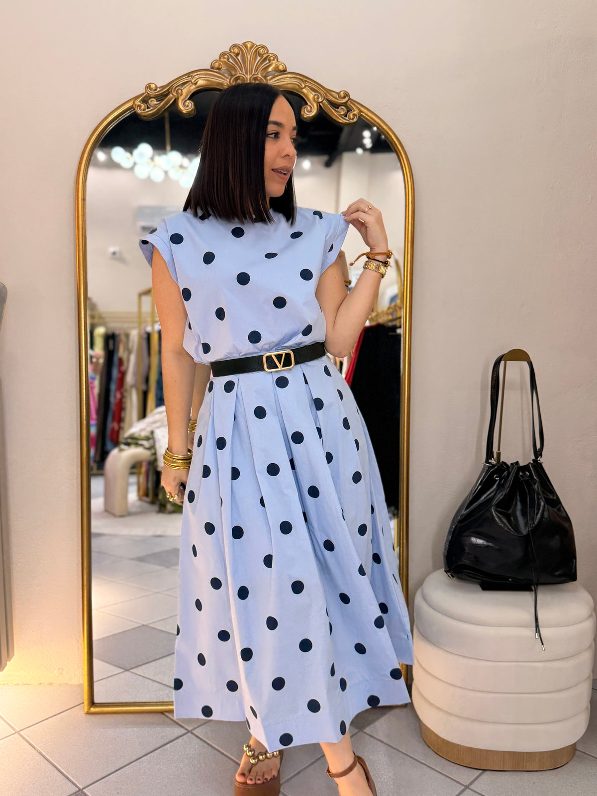AZUL SET DOS PIEZA POLKA DOT