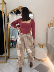 GINGHAM PANT BEIGE
