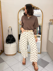 CREMA/ BROWN POLKA DOT BARREL
