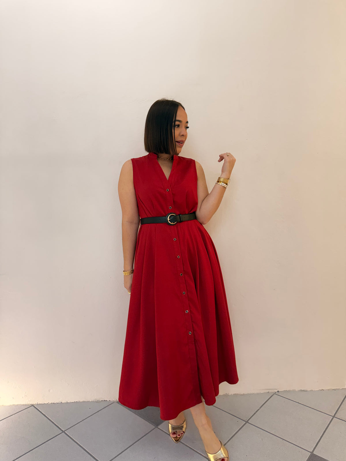 PRE ORDEN KAMILA- RED MIDI DRESS LLEGA 26 febrero APROX