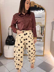 LAZO BEIGE/BROWN  POLKA DOT JEANS