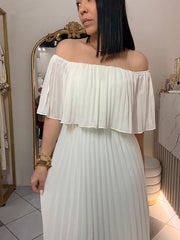 DRESS PLISADO BEIGE