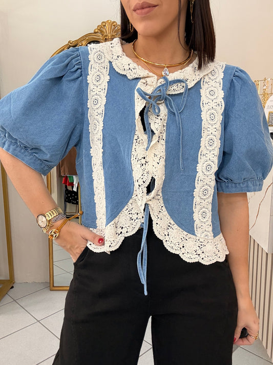 AVANA DENIM LACE TOP