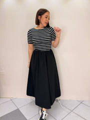 ANI FLOWY BLACK MIDI DRESS
