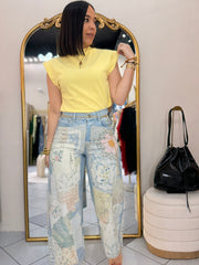 DENIM PRINT PANT