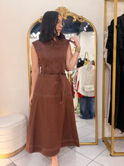 GABI” BROWN MIDI DRESS