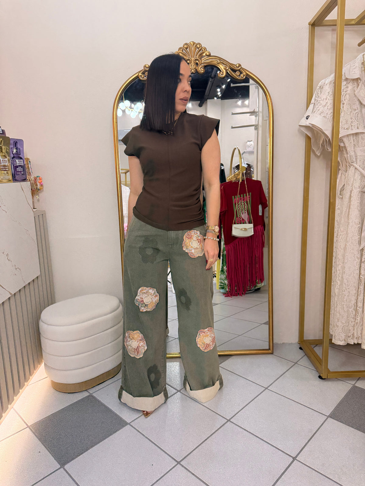 LORENA”  OLIVO FLOR  PANTALÓN