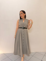 KAMILA- GREY MIDI DRESS