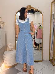 KATERINE” DENIM FLORAL DRESS