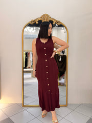BURGUNDY MIDI DRESS