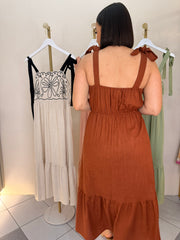 TANAIRI BROWN MIDI DRESS