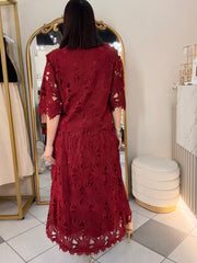 BURGUNDY ELEGANTE SET FALDA Y TOP