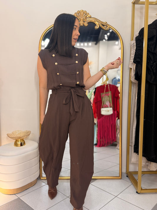 BROWN  NAPOLEON JUMPSUIT
