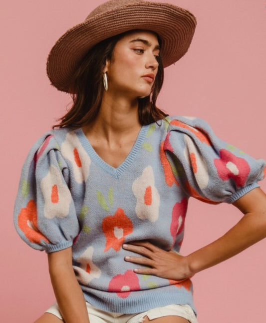 PRE ORDEN BABY BLUE FLORY SWEATER  Blusa llega FINALES DE MARZO (copia)