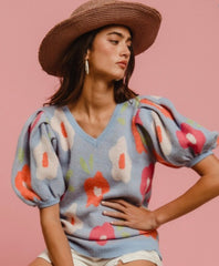 BABY BLUE FLORY SWEATER