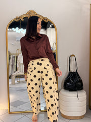 LAZO BEIGE/BROWN  POLKA DOT JEANS