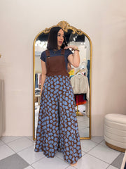 BROWN/ BLUE  JUMPSUIT