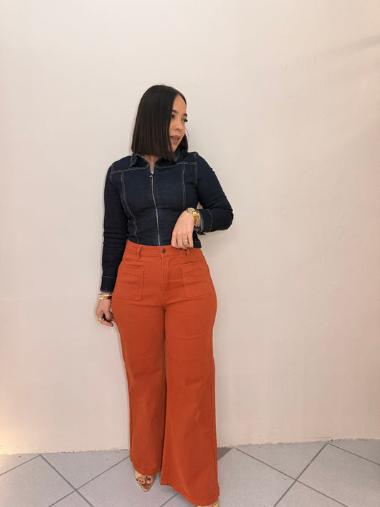 RUST WIDE LEG JEANS