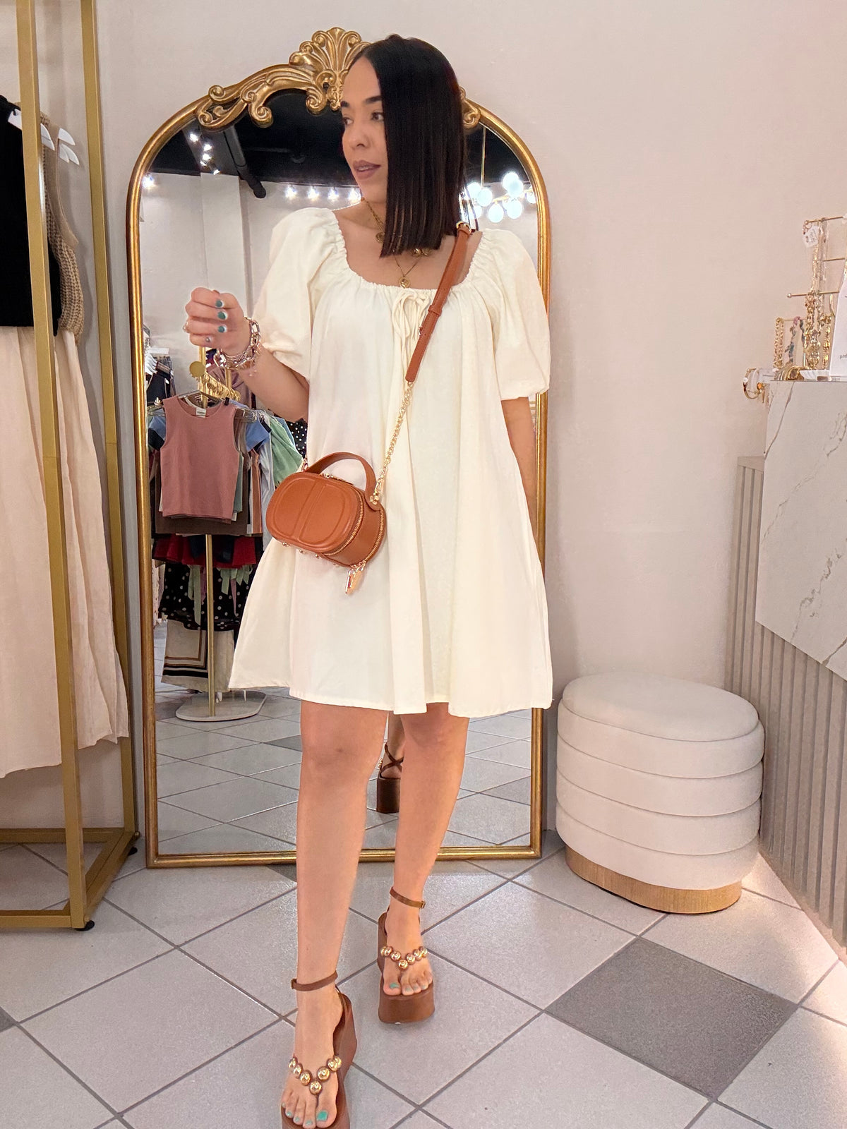DENIM BEIGE DRESS MINI