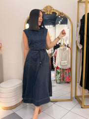 GABI” NAVY MIDI DRESS