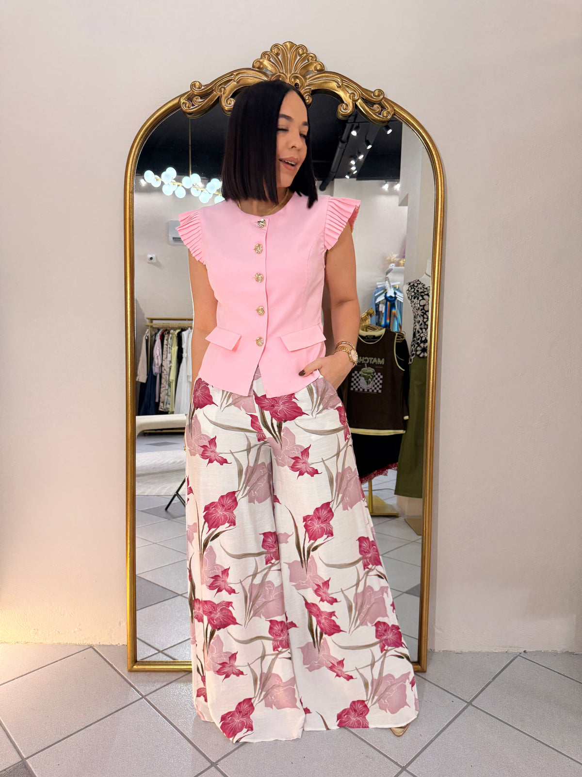 FLORAL PINK PANTALÓN